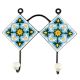 Turquoise Ceramic Floral Tile Wall Hook 